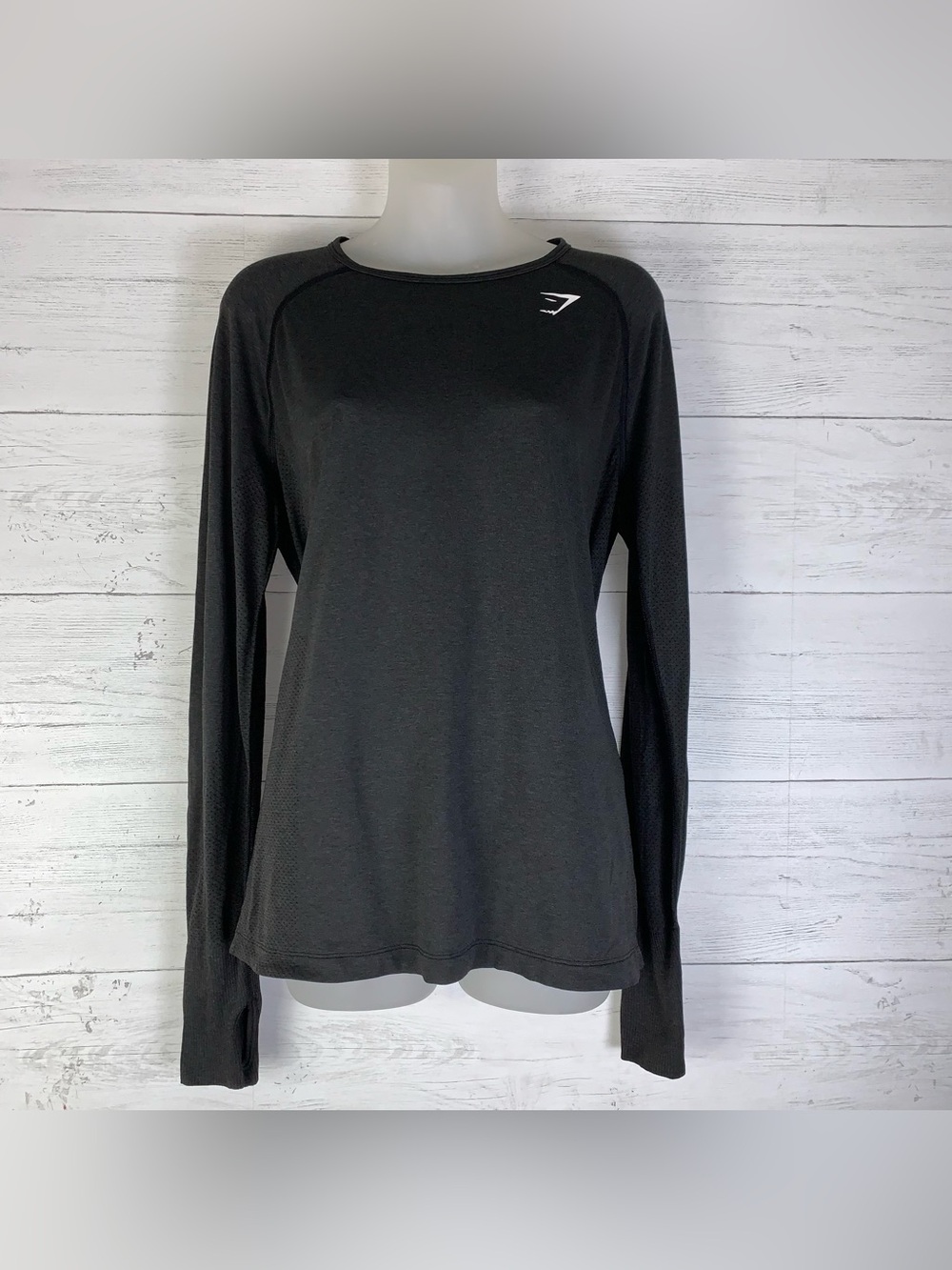 Gymshark Shirt Womens L  Gray Long Sleeve Performance Athletic Running Tee Top